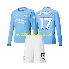 Koszulka Manchester City Kevin De Bruyne 17 Dziecięcy Domowe Stroje Piłkarskie 2024/25 Długi Rękaw
